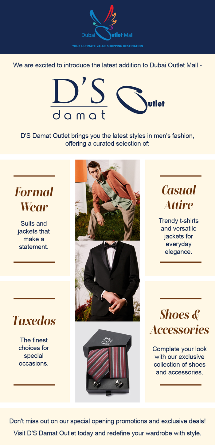 Shop the Latest Men's Fashion at D'S Damat Outlet!